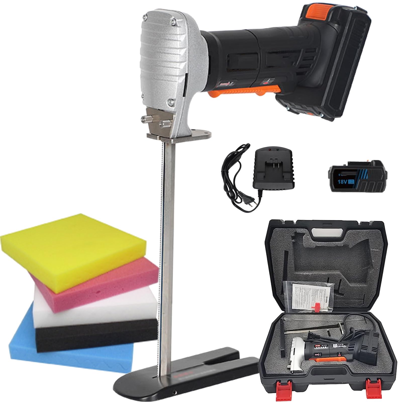 Kit de cortador de goma de espuma sin escobillas, herramienta de sierra eléctrica de 6/8/12 pulgadas para corte profesional con esponja, sierra de corte alternativo eficiente para espuma y goma