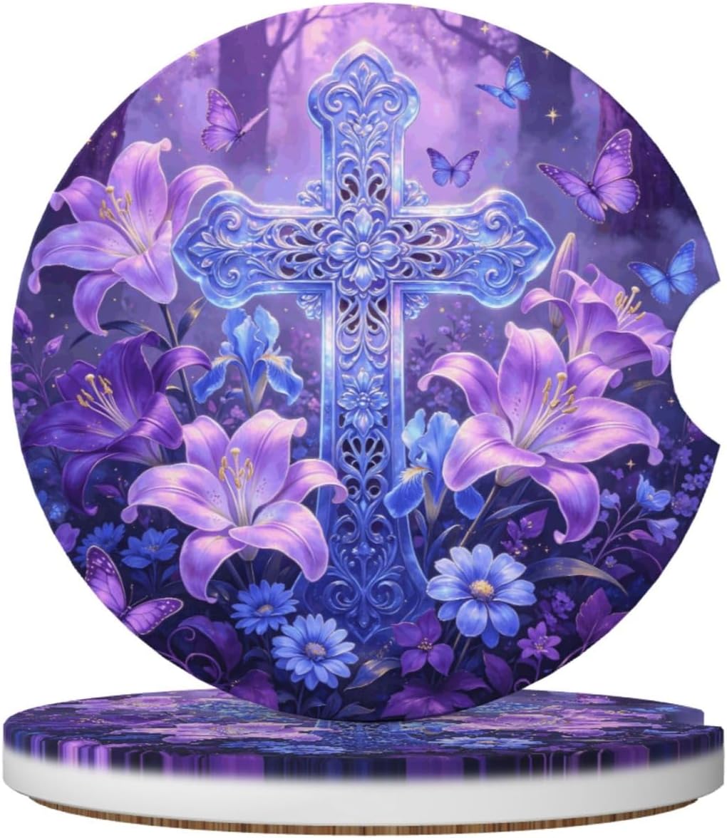 Magical Cross Car Cup Holder Coasters Absorbent Ceramic Coaster