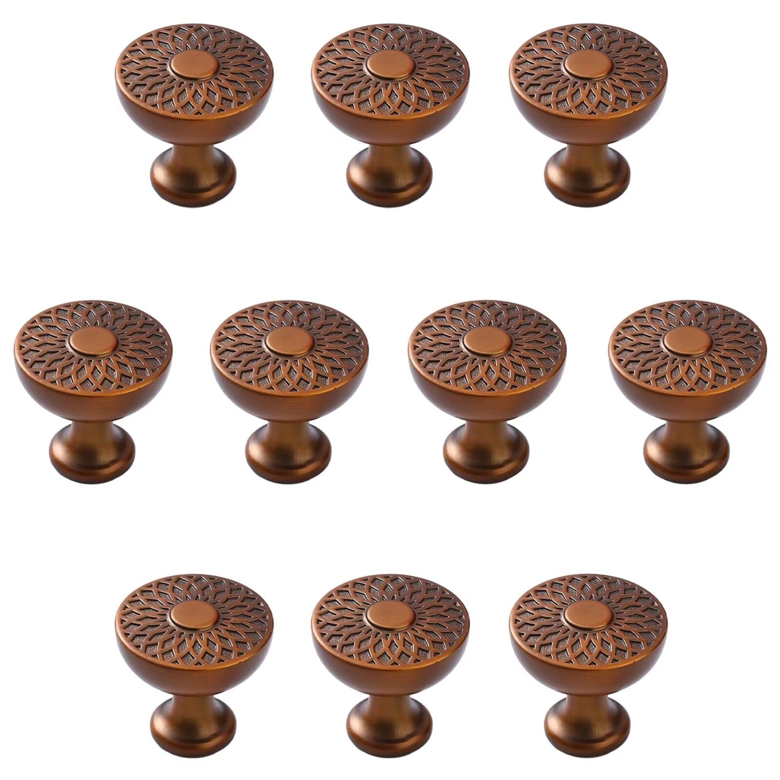 HLXDECO 10 Pack Dresser Drawer Knob Vintage Coffee Cabinet Knobs Kitchen Pulls Aluminium Alloy Pull Metal Round Door Handles Hardware for Wardrobe Cupboard Handle and DIY Home Project