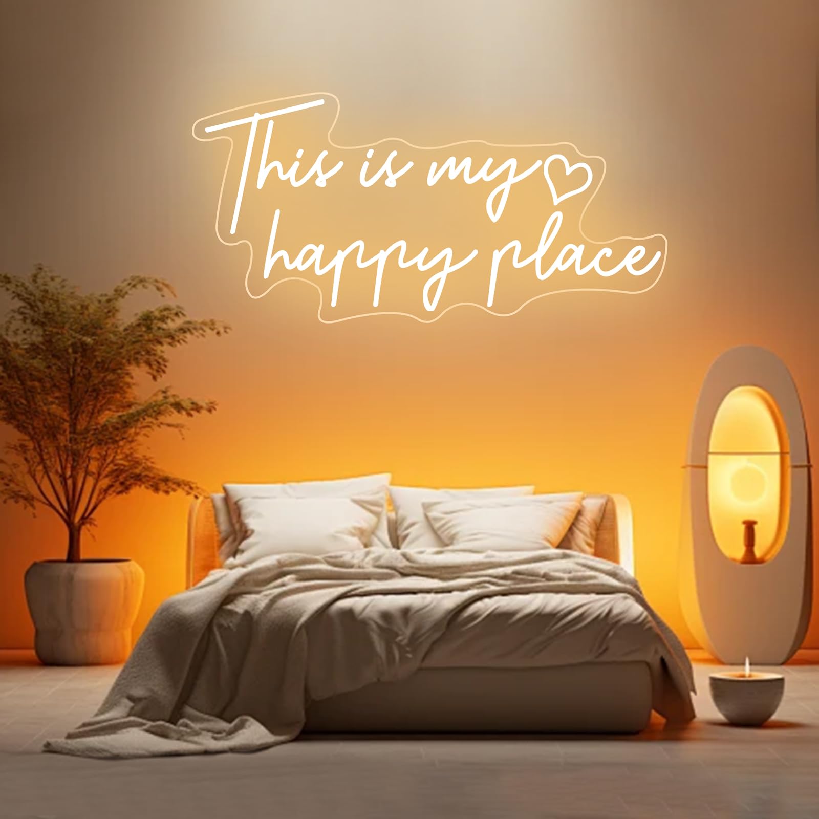This is My Happy Place Neon Sign Dimmable Warm White LED Neon Light Aesthetic Room Decor for Teen Girls Neon Light Signs for Bedroom Salon,College Dorm - Image 3