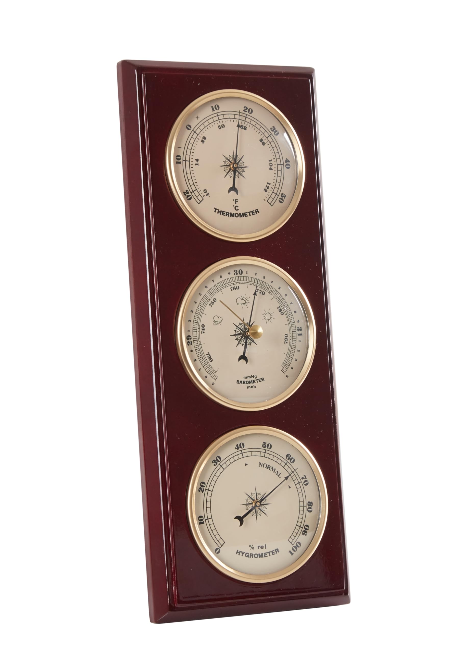 Traditionelle Wetterstation aus Kirschholz, 31,8 x 12,7 cm
