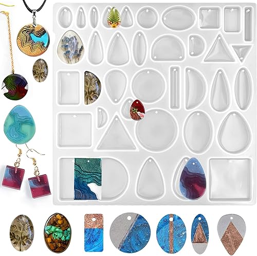 Abnaok - Moldes de joyería de resina, moldes de silicona para resina epoxi, moldes de joyería para colgante de gema de bricolaje, colgante, aretes,