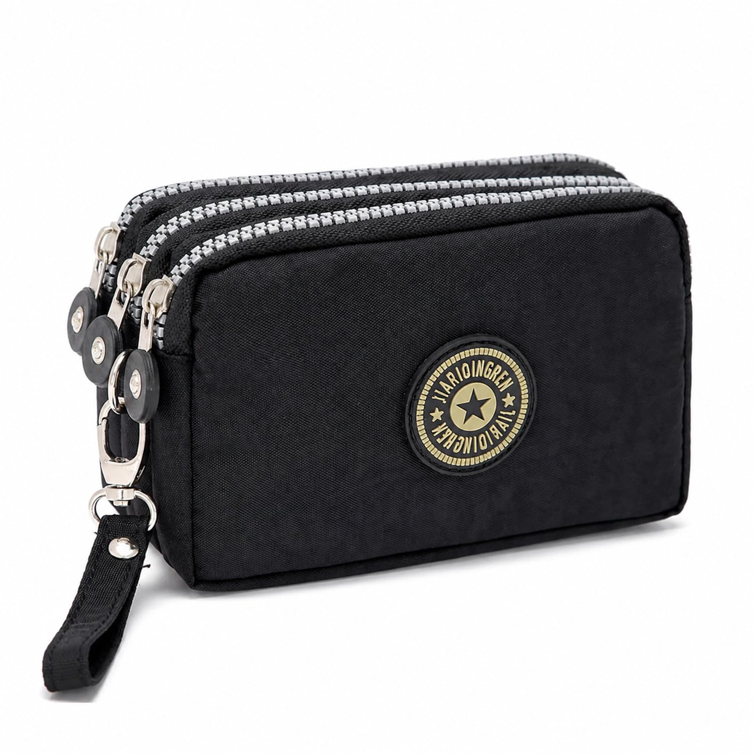Women's Three-Zip Coin Purse Cosmetic Bag Mobile Phone Bag Hand Portable Bag Medium Bag Small Square Bag-image-13