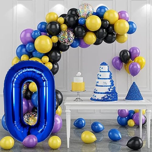 Miniatura 7 de Globo gigante de 40 pulgadas azul marino número 0 dígito jumbo 0 Mylar Foil azul helio 0 globos para niños fiesta de cumpleaños suministros