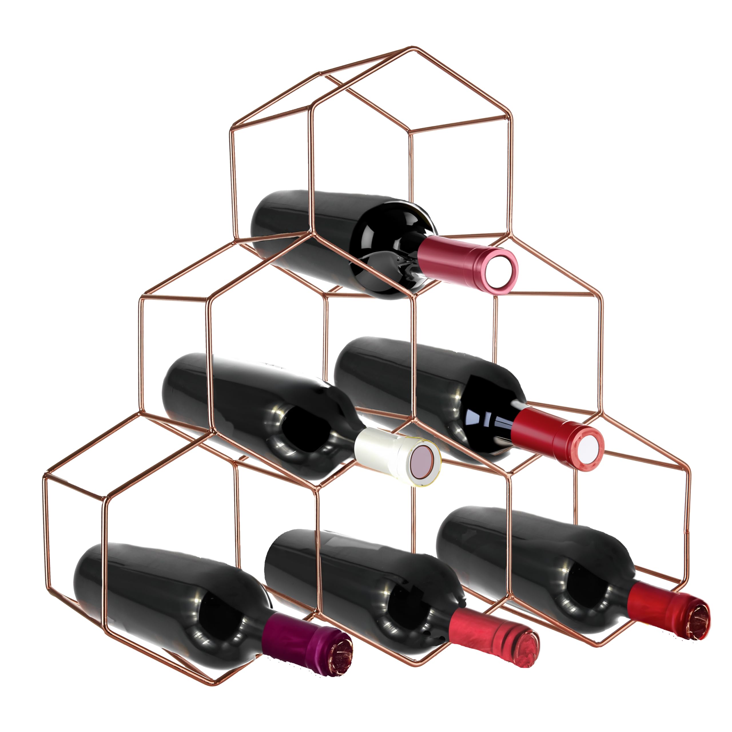 Copper Vertex 6 Bottle Wine Rack Organiser Display Kitchen Bar Storage Holder