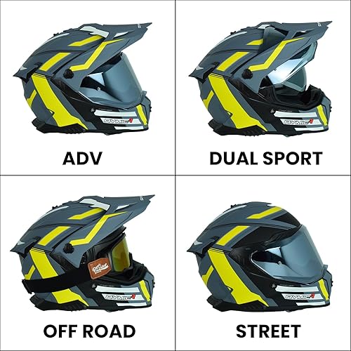 Miniatura 6 de X60 Dual Sport Helmet, Adventure Motorcycle Helmet with Integrated Sun Visor - Off Road Dirt Bike Snowmobile Helmets for Adult DOT & ECE 22.06