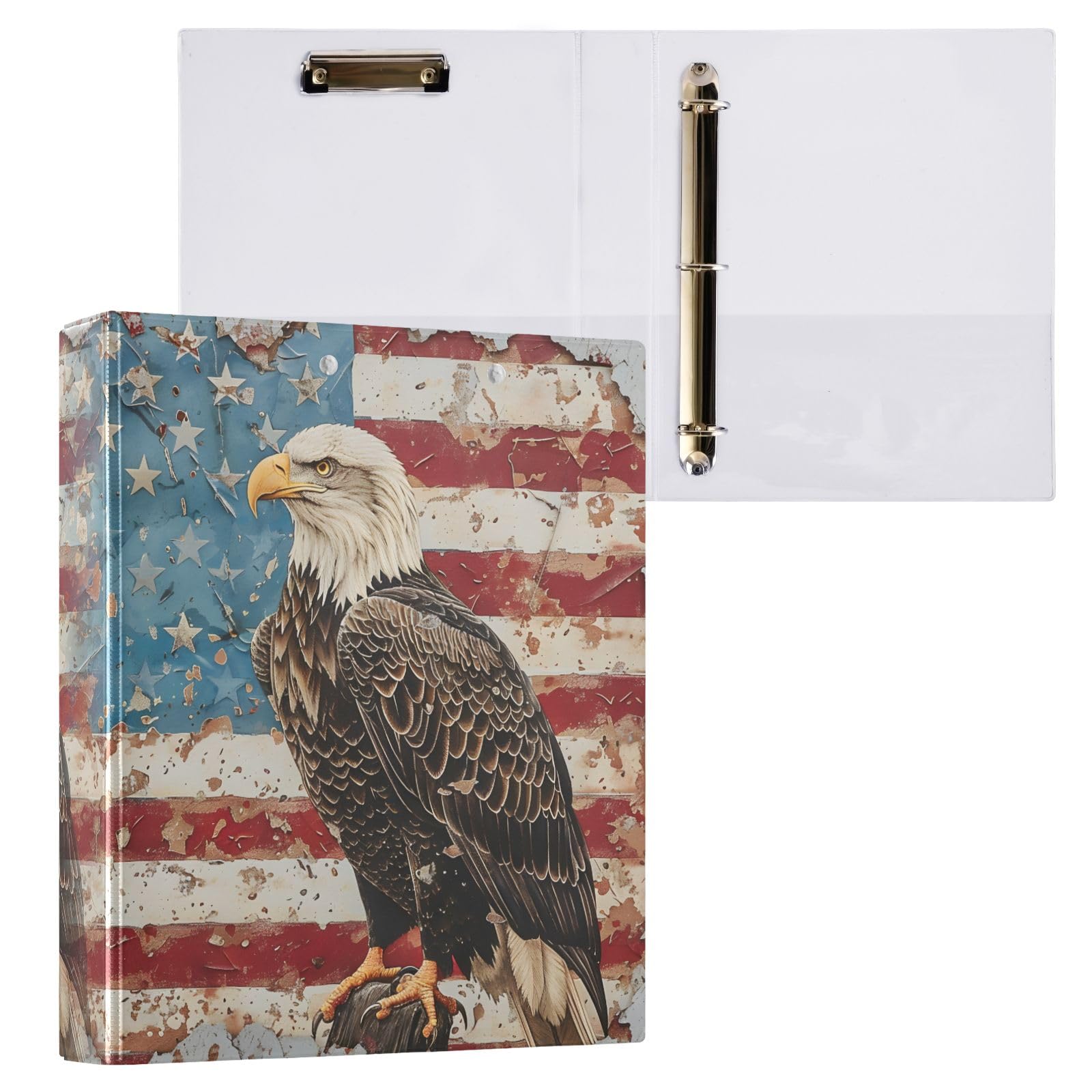 Raccoglitore a 3 anelli America Eagle da 3,8 cm con anelli rotondi per 200 fogli, 3 raccoglitori ad anelli con clip in metallo antiscivolo
