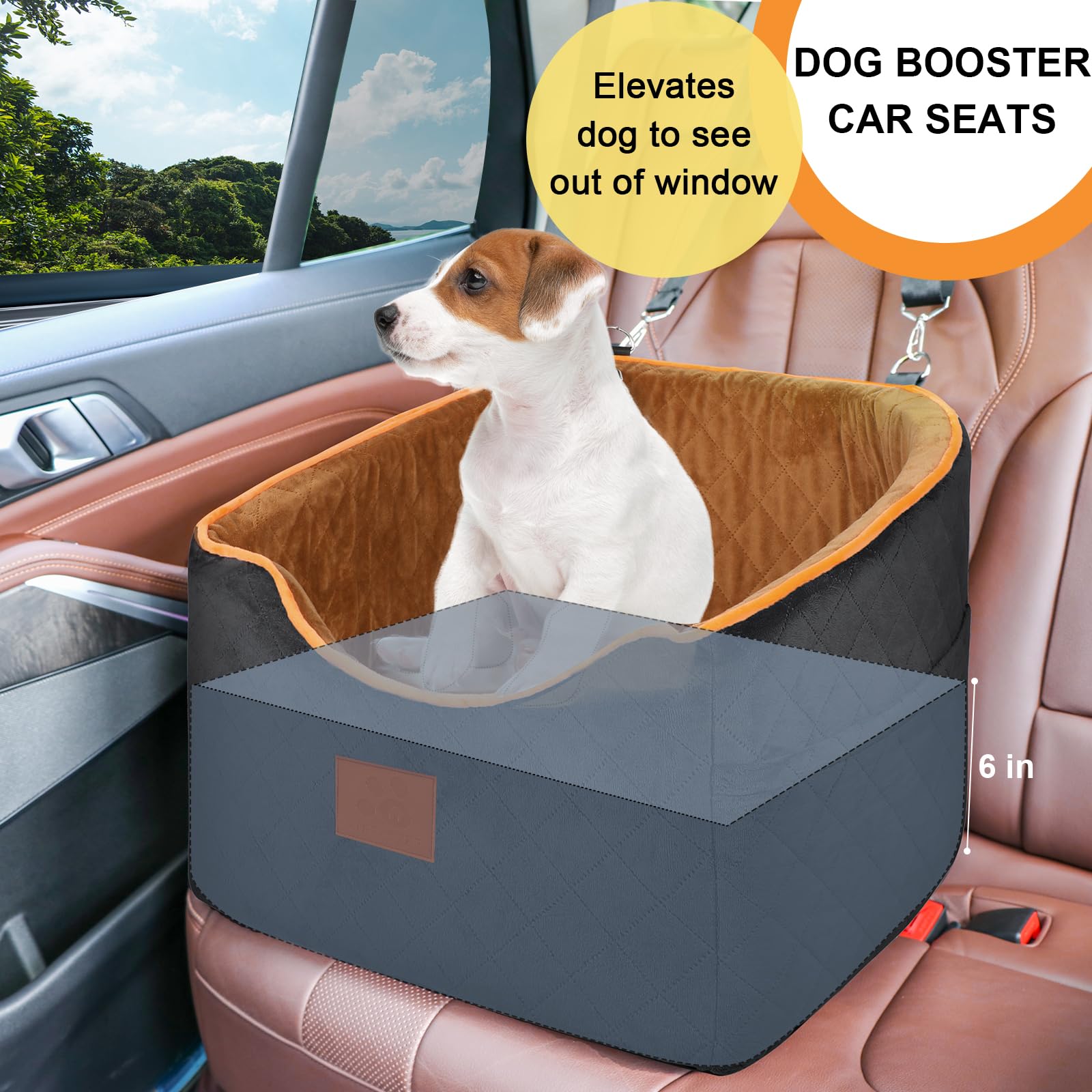 BCOCHAO Dog Car Seat & Booster - Safe & Comfortable, Disassembles For Easy Cleaning (Brown