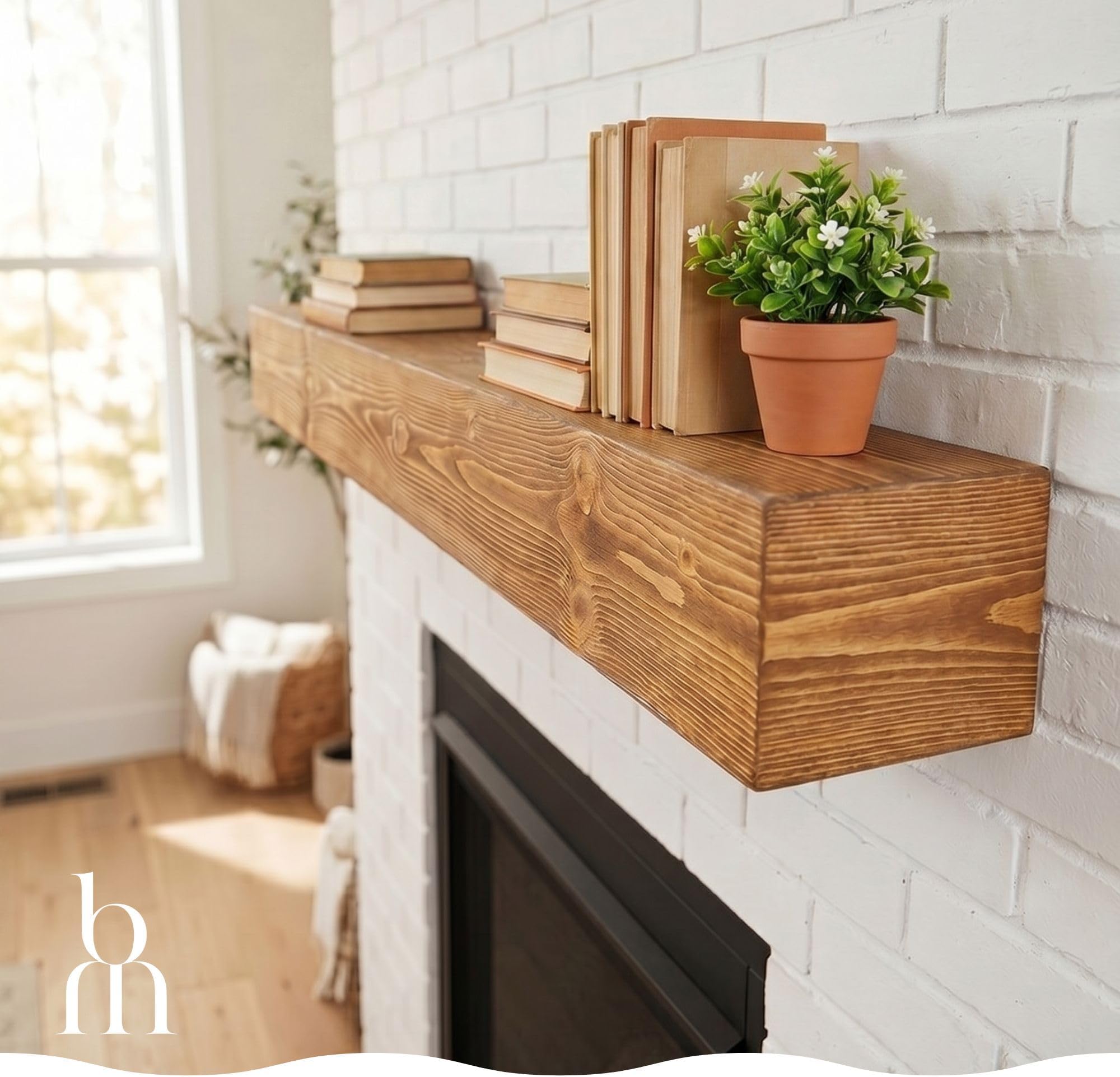BoscoMondo Handcrafted Fireplace Mantel Shelf Wall-maunted (Aged Oak, 48" -8x6)