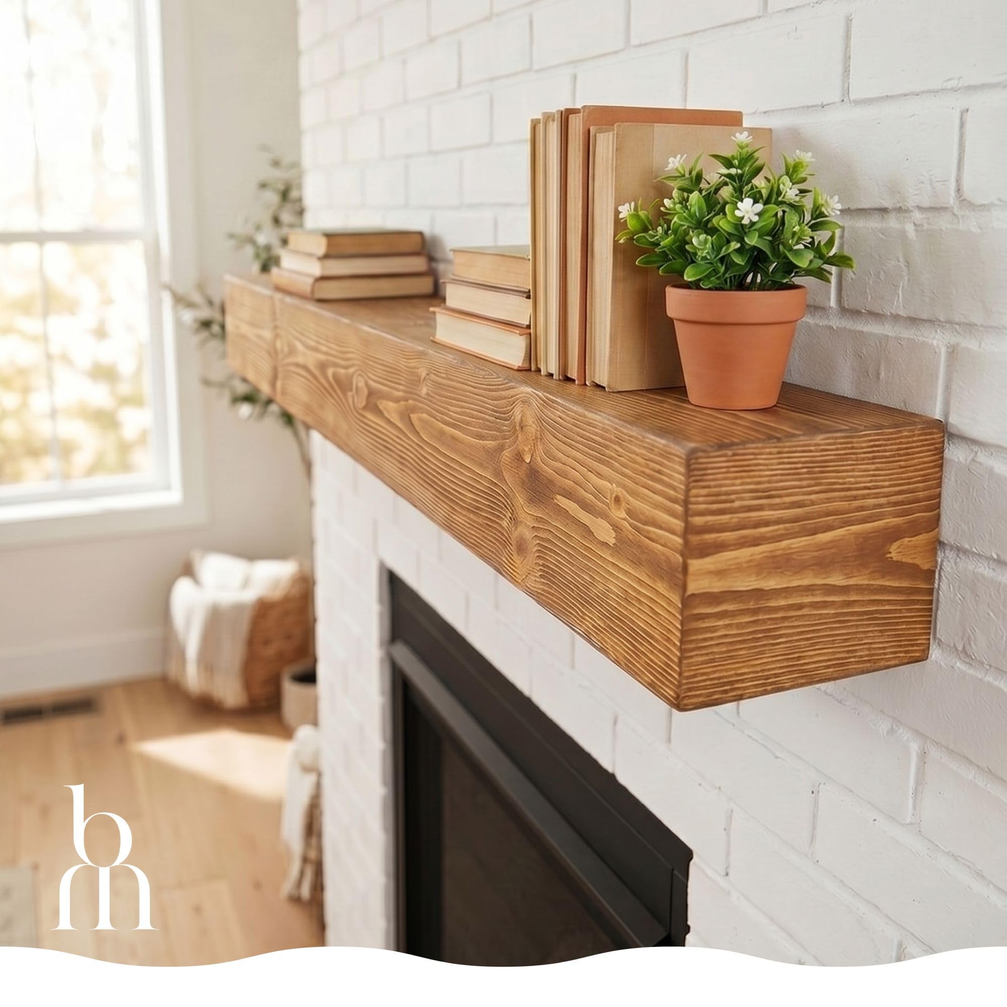 Photo 1 of BoscoMondo Wood Floating Fireplace Mantel Shelf - 72x8x6 Aged Oak