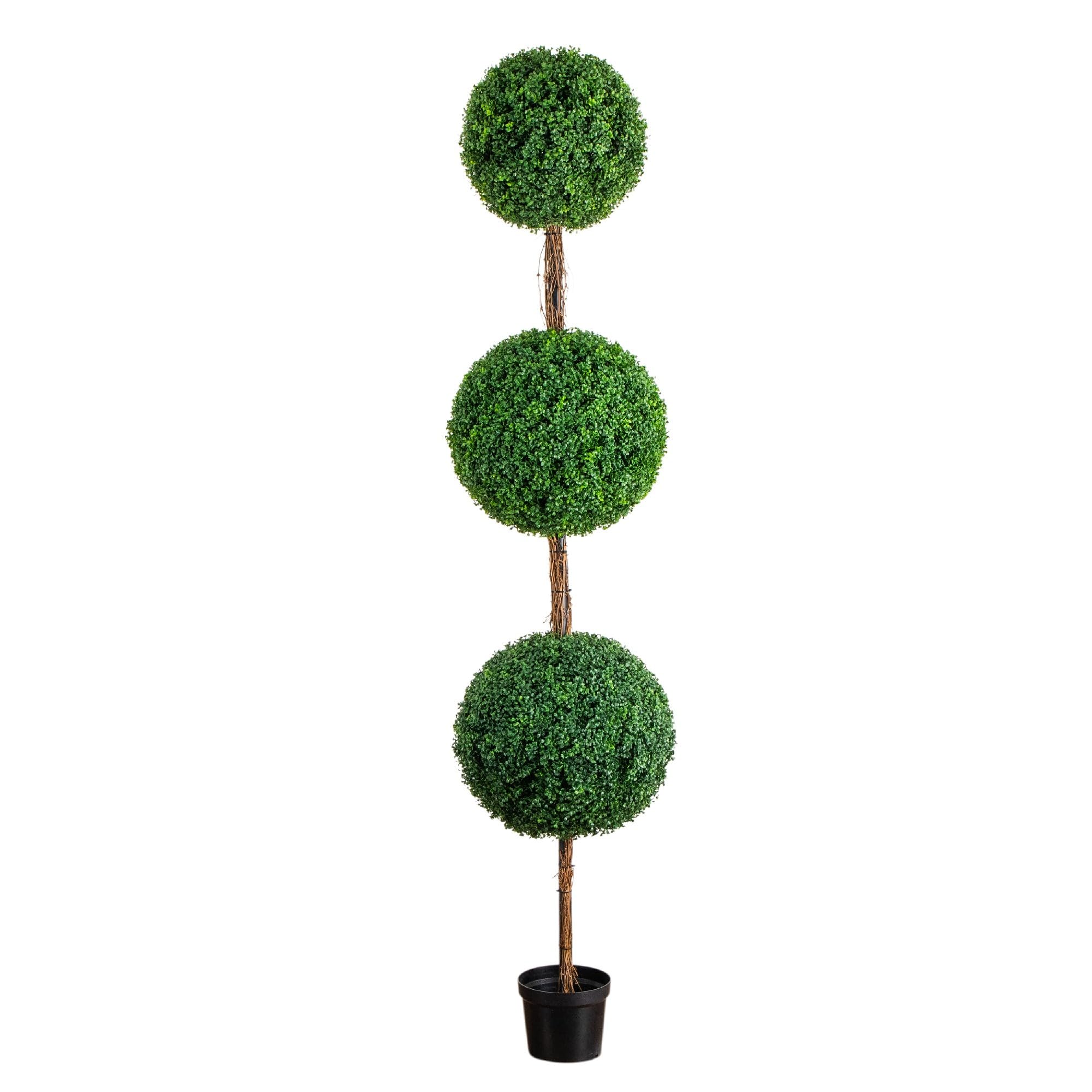 Nearly Natural 8ft UV Resistant Artificial Triple Ball Boxwood Topiary Tree Indoor/Outdoor
