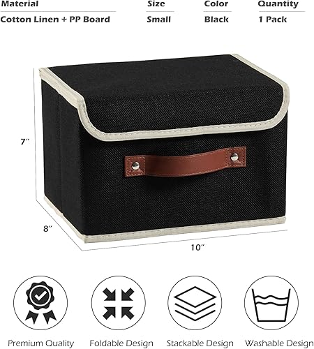 Miniatura 3 de Cajas de almacenamiento con tapa, contenedores de almacenamiento de tela de lino y algodón, contenedores organizadores, canastas decorativas,