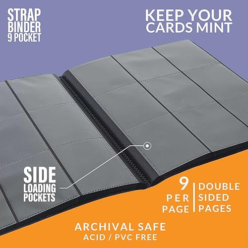 Miniatura 6 de Carpeta de tarjetas coleccionables - Carpeta de álbum de tarjetas - Carga lateral para TCG (9 bolsillos, negro)