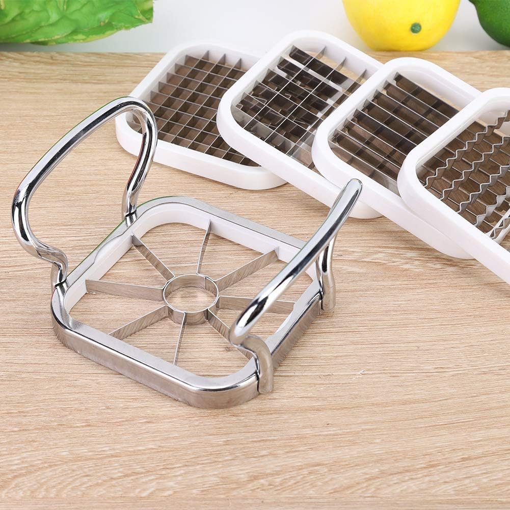 Tritatutto multifunzione 5 in 1 per verdure e patatine fritte con lame in acciaio inossidabile, affettatrice manuale per patate, cipolle, formaggio e altro, argento