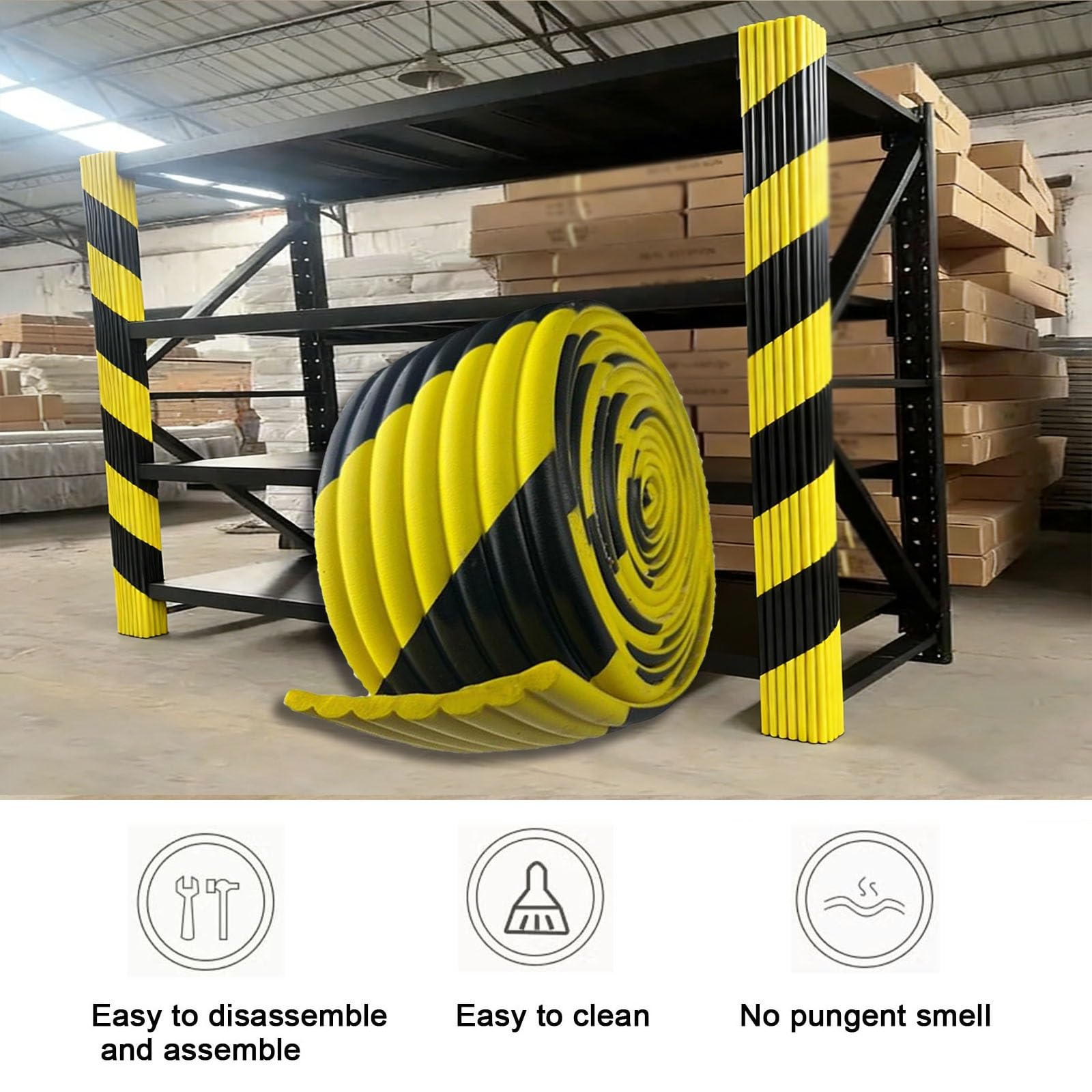 Paraspigoli Muro, Giallo Nero NBR Para Spigoli, Autoadesivo 20 cm di Larghezza Paraspigoli per Garage per Rack, Mobili, Parcheggio