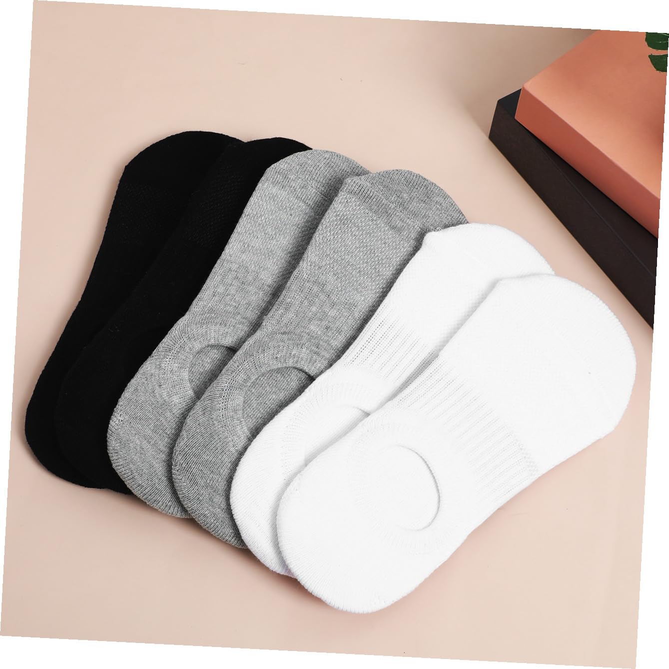 Mikikit Calzini Invisibili Unisex in Cotone Pettinato Fondo a Spugna, 6 Paia, Design Invisibile e Resistente alla Deformazione, per Uso Quotidiano