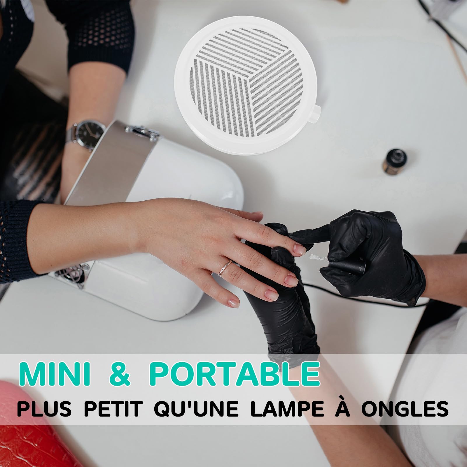 Petit Aspirateur Ongles, Aspiration Réglable, Puissant Aspirateur à Ongles Manucure Table Aspirateur de Poussière D'ongles (blanc)