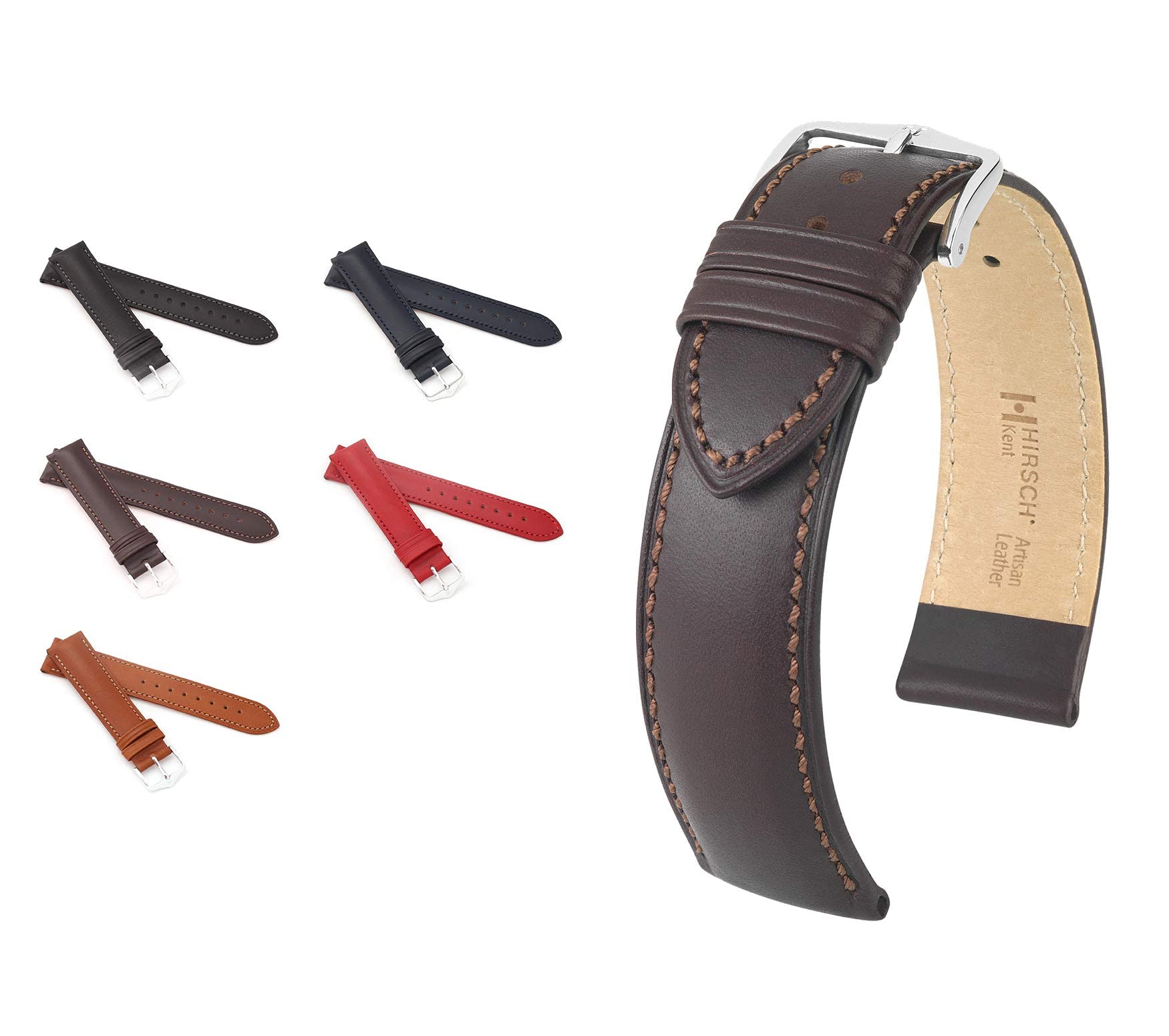 Hirsch Unisex Uhrenarmband Kalbsleder Modell Kent 20 mm Braun