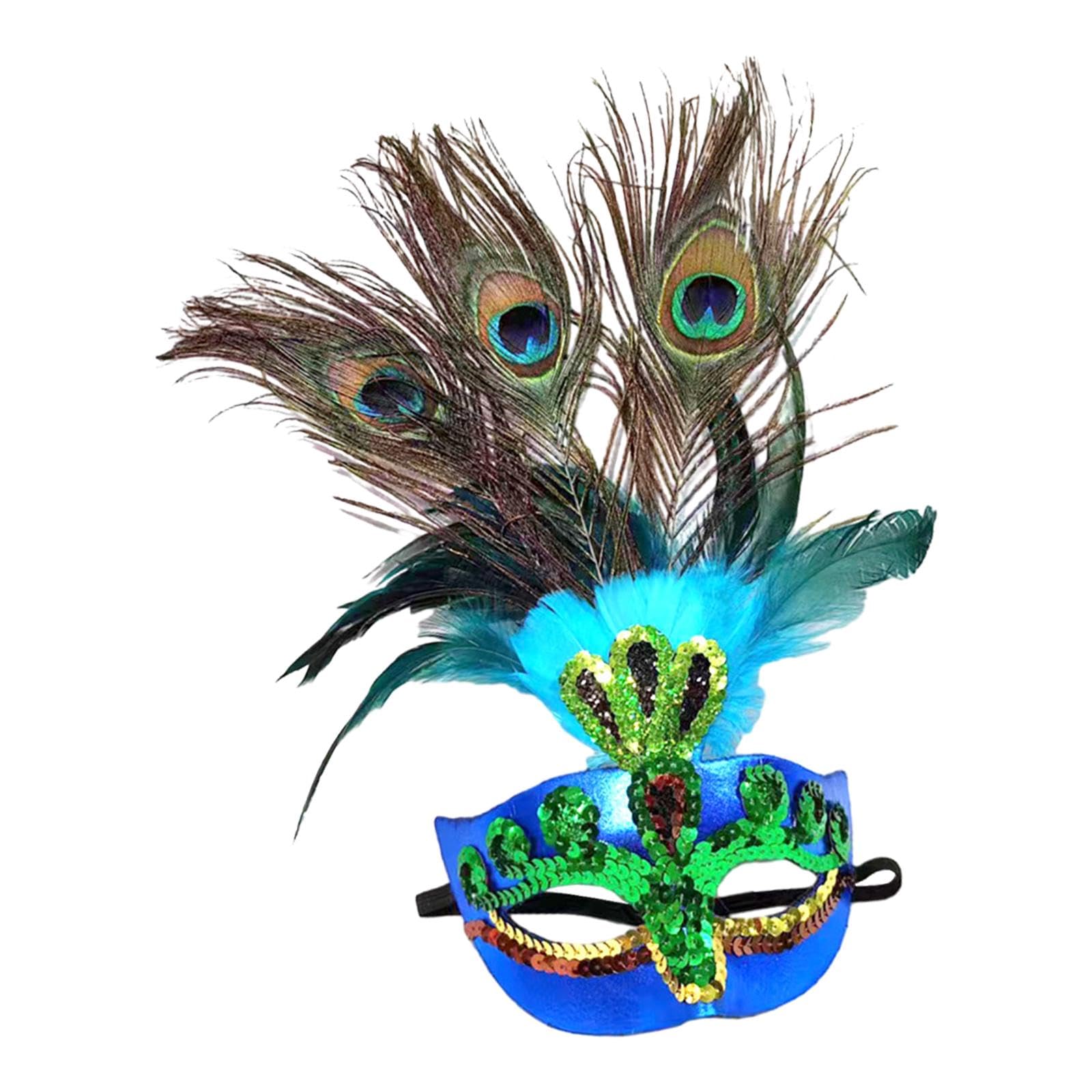 Peacock Mask Prom Stage Show Fancy Dress Facial Cover Mask PVC Composite Cloth Blue| Costumes, Reenactment, Theater |Masks & Eye Masks|1 Half Face Mask-image-44