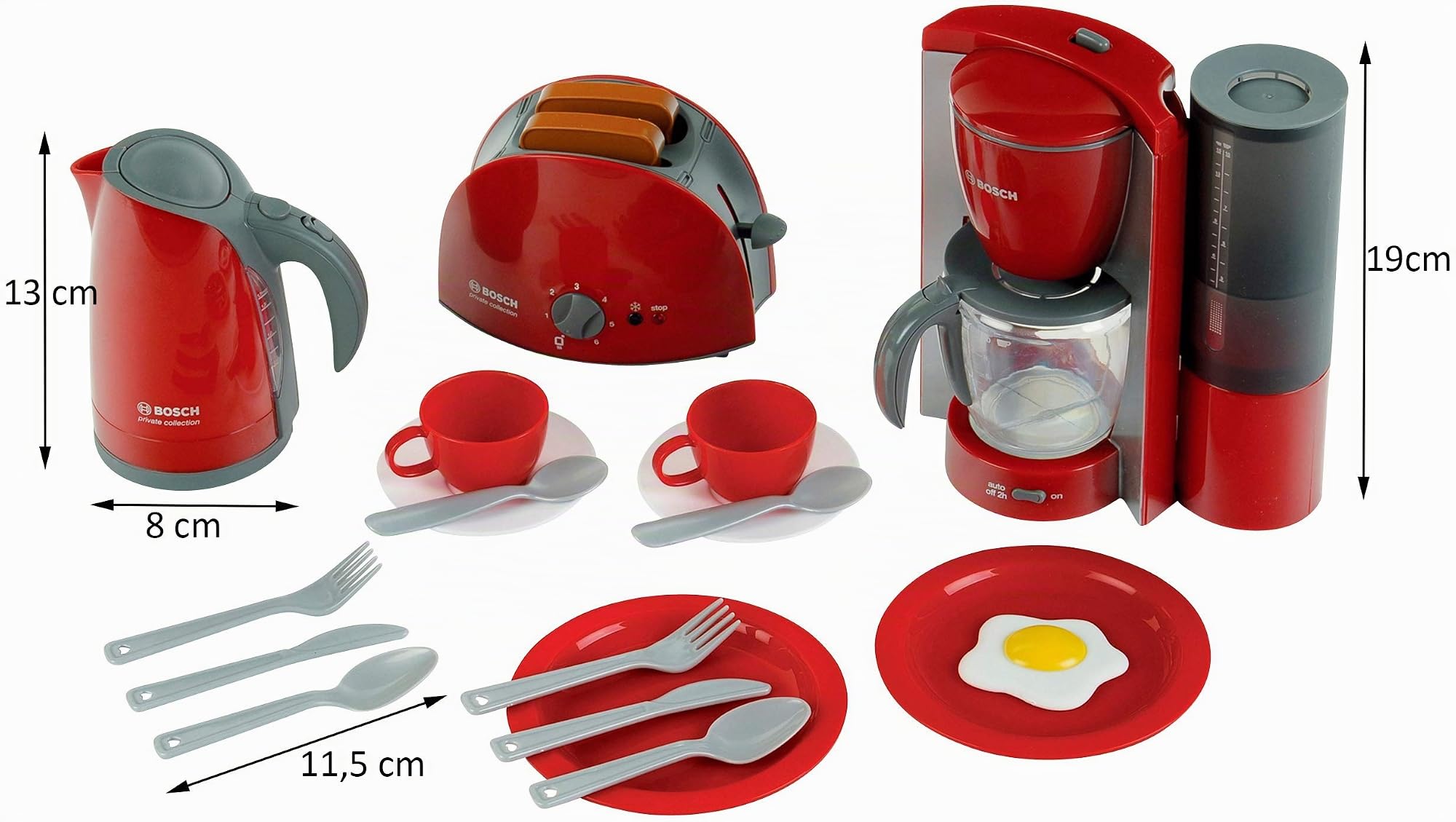 Theo Klein 9564 Set per la Prima Colazione, Set da Cucina Composto da tostapane, Macchina per Il caffè, bollitore e Molto Altro, Giocattolo per Bambini a Partire dai 3 Anni
