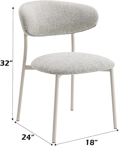 Miniatura 7 de Acme Kalam - Silla auxiliar de comedor de metal y tela de 20 pulgadas, color gris y beige (juego de 2)