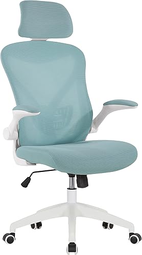 Miniatura 3 de Porthos Home Raif - Silla de oficina con reposacabezas, respaldo de malla transpirable en forma de S, sistema de inclinación central, reposabrazos