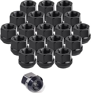 MuHize 20pcs Wheel Lug Nuts - 1/2 x 20 Black Lug Nut Kit(2023 New), Open End 6 Spline Nut 0.83inch Tall, 60 Degree 3/4 Inch Hex Compatible with Lincoln Ford