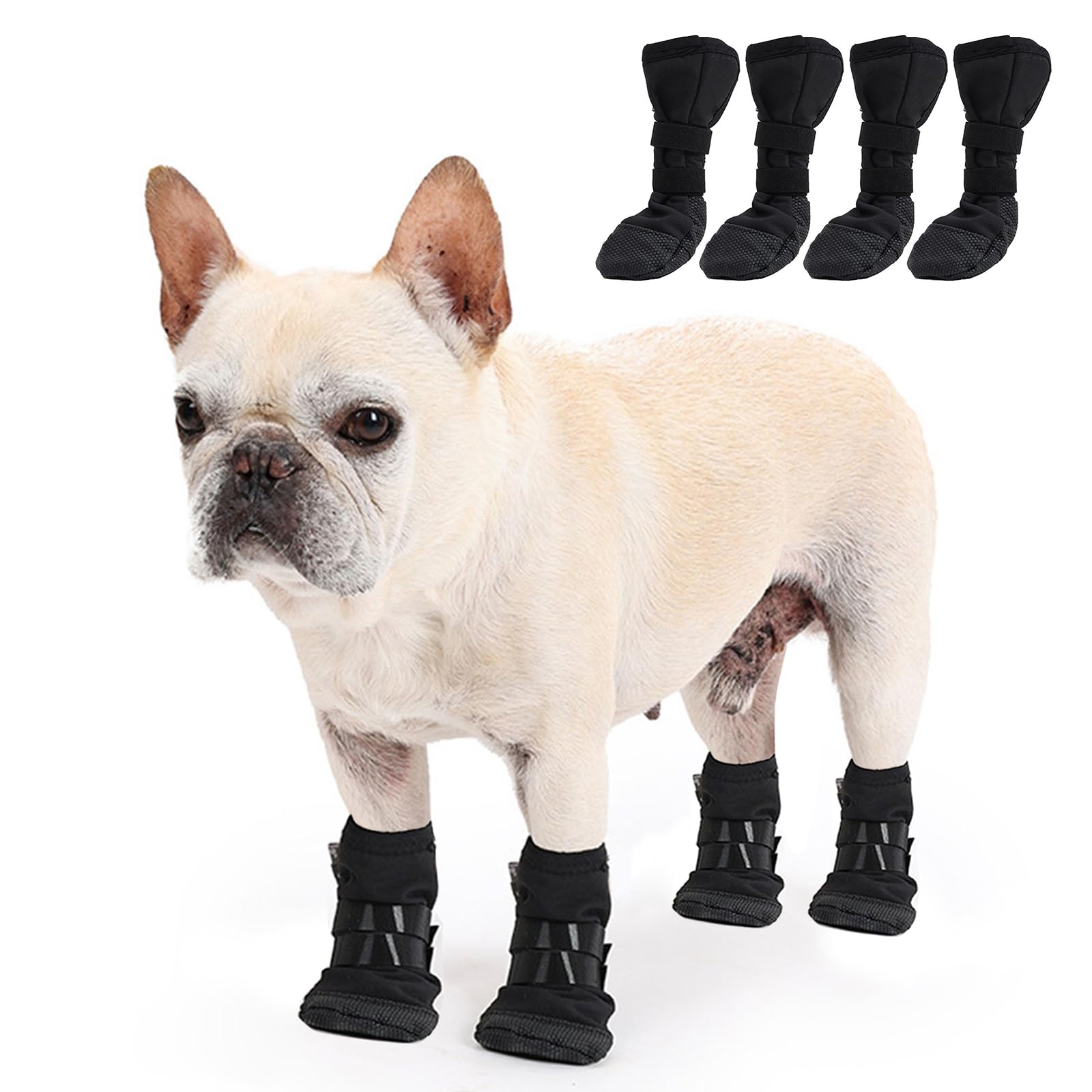Piedi per cani Scarpe protettive per animali domestici con adesivo regolabile Scarpe per cani Stivaletti con presa spessa con bastone regolabile Calzini per animali domestici