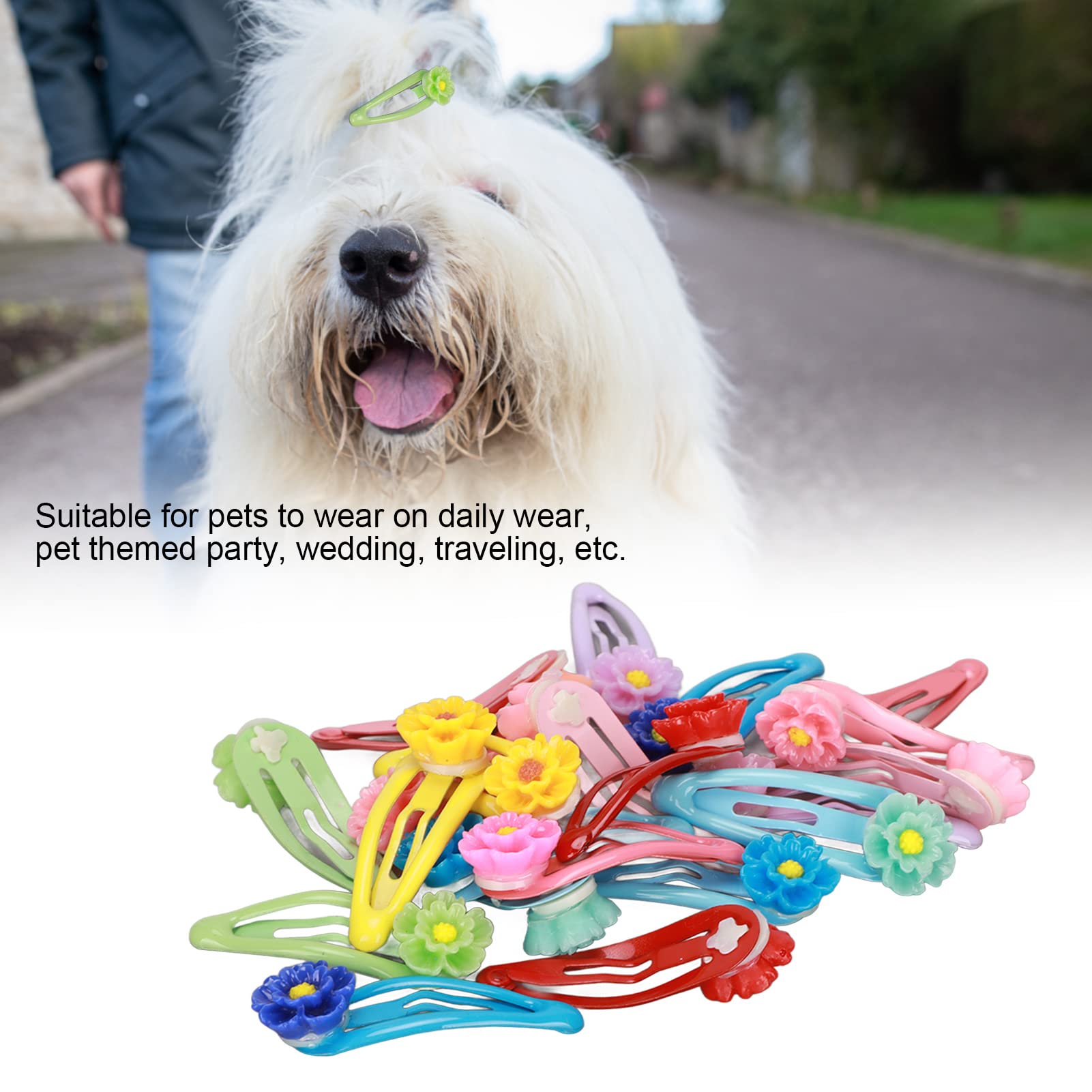 Amazon.co.jp: ペットスナップヘアクリップ22個、かわいい犬の花の
