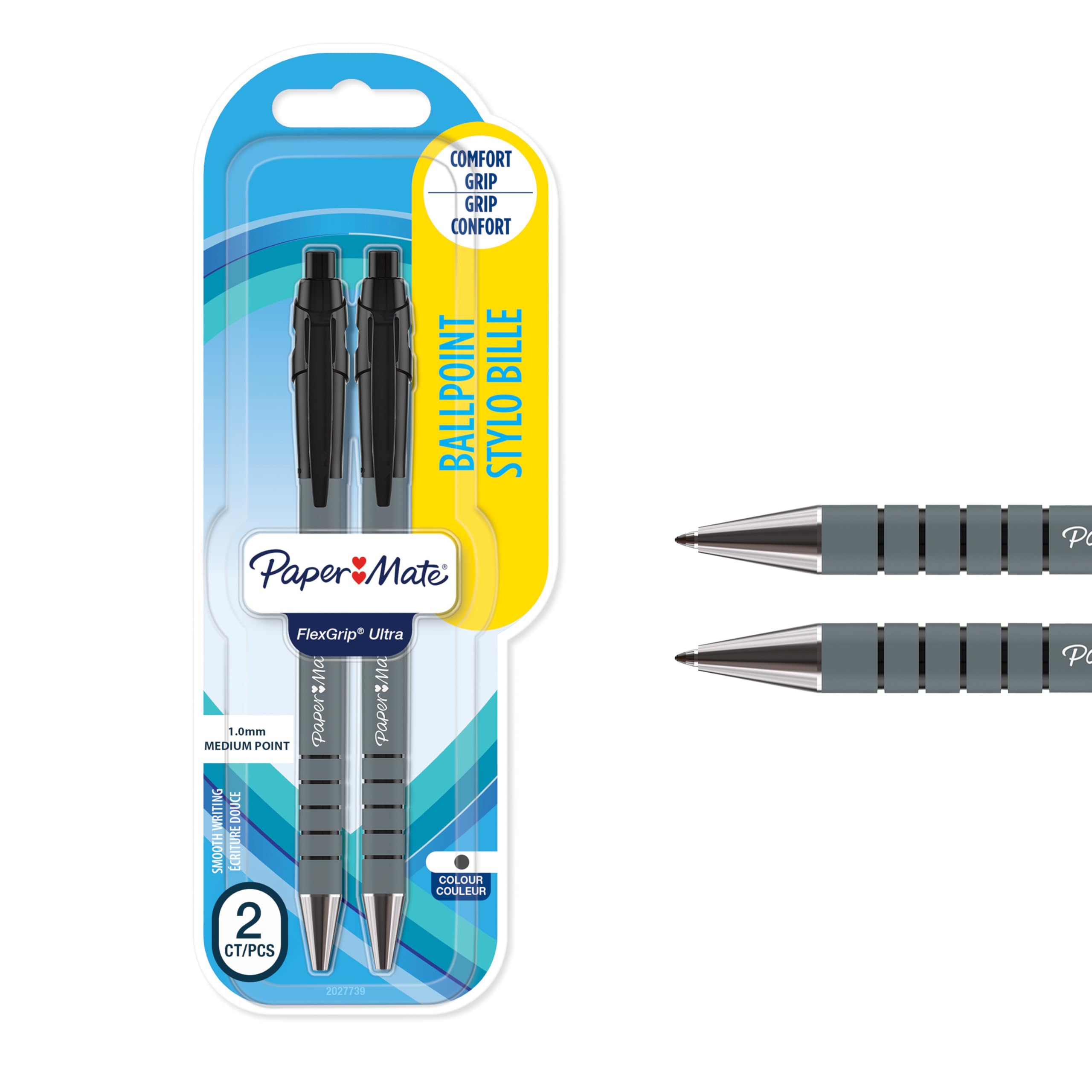 FlexGrip Ultra Retractable Ballpoint Pens | Medium Point (1.0mm) | Black | 2 Count