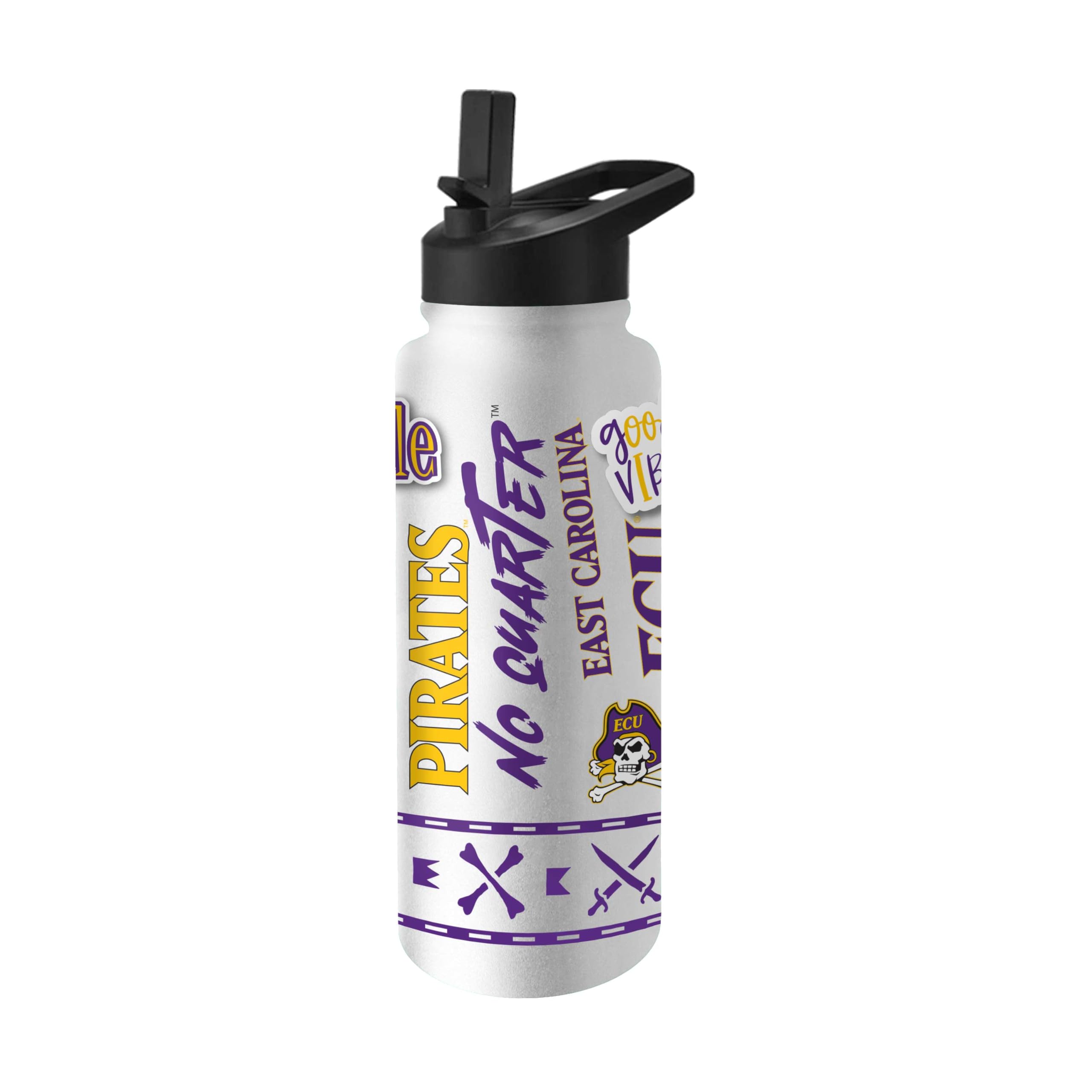 Logo Brands NCAA Native 34 oz Quencher Water Bottle - | Local Icons Design | Double-Wall Insulated| Leak-Proof Lid &amp; Built-In Straw