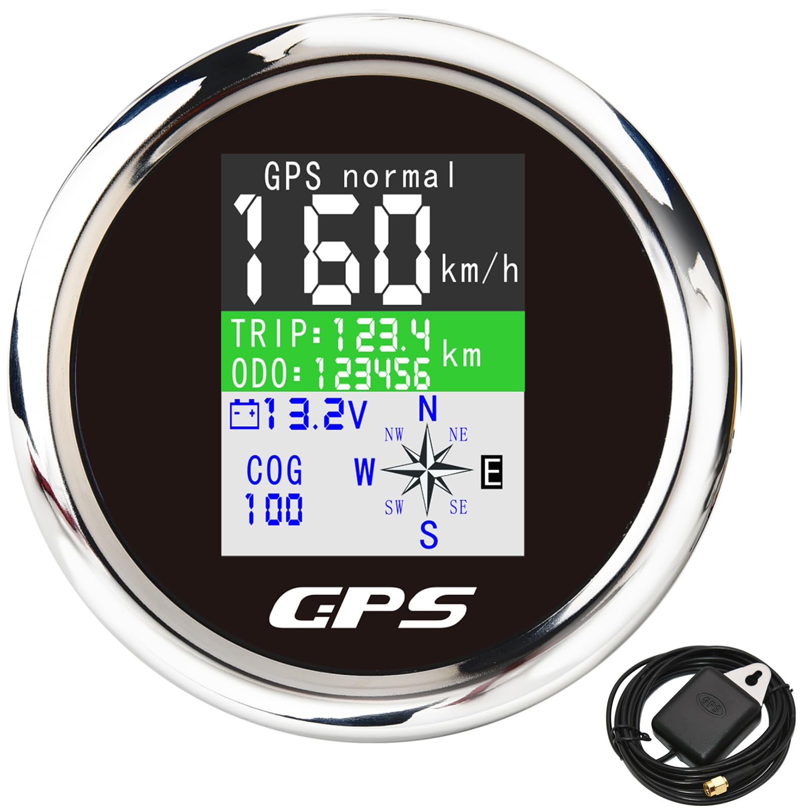 Tachimetro digitale GPS da 85 mm, con contachilometri, impermeabile IP67, per auto, barca, yacht, 12 V/24 V