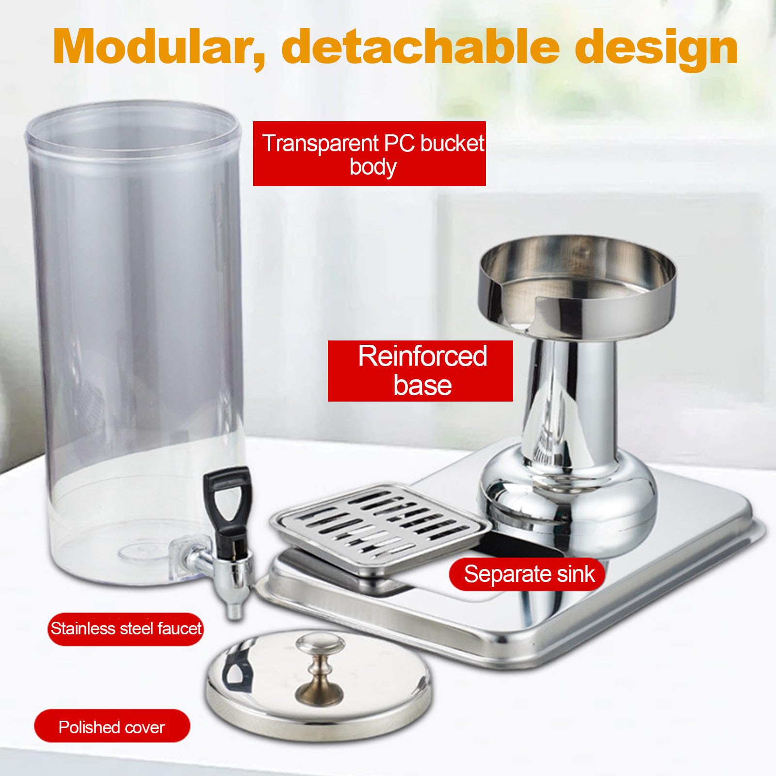 Distributore Doppio di Succhi Caldi E Freddi da 6 Litri/5 Galloni, Distributore Automatico di Bevande, Acciaio Inossidabile Ispessito, Design Smontabile E Disassemblabile, Silver