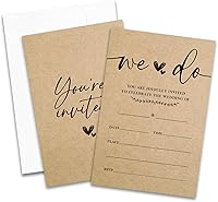 25 Minimalist Brown Wedding Invitations with Envelopes - 4x6 Elegant Cards for Bridal Shower, Ceremony, Reception - VUXHG Premium Set