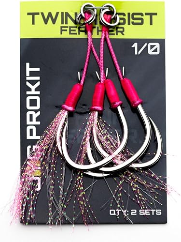 JYG PROFISHING - Anzuelos de pesca – Assist Steel Feather Circle Fish Hook – Aparejo compensado Pesca, lubina, bagre, pulpo, atún – Kit de cebo de