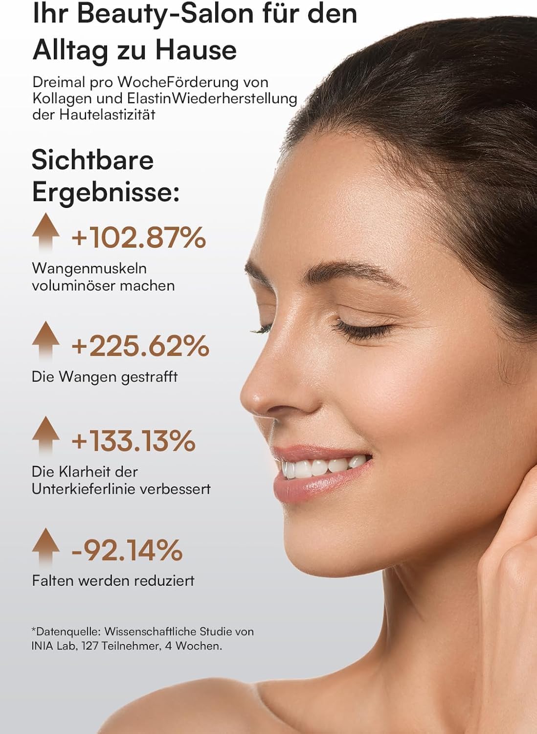 INIA Professionelles 3-in-1 Anti-Falten Gesichtsmassagegerät mit Mikrostrom & Rotlicht Straffendes Lifting-Gerät für Gescht/Hals, Reduziert Schwellungen & Falten Firm