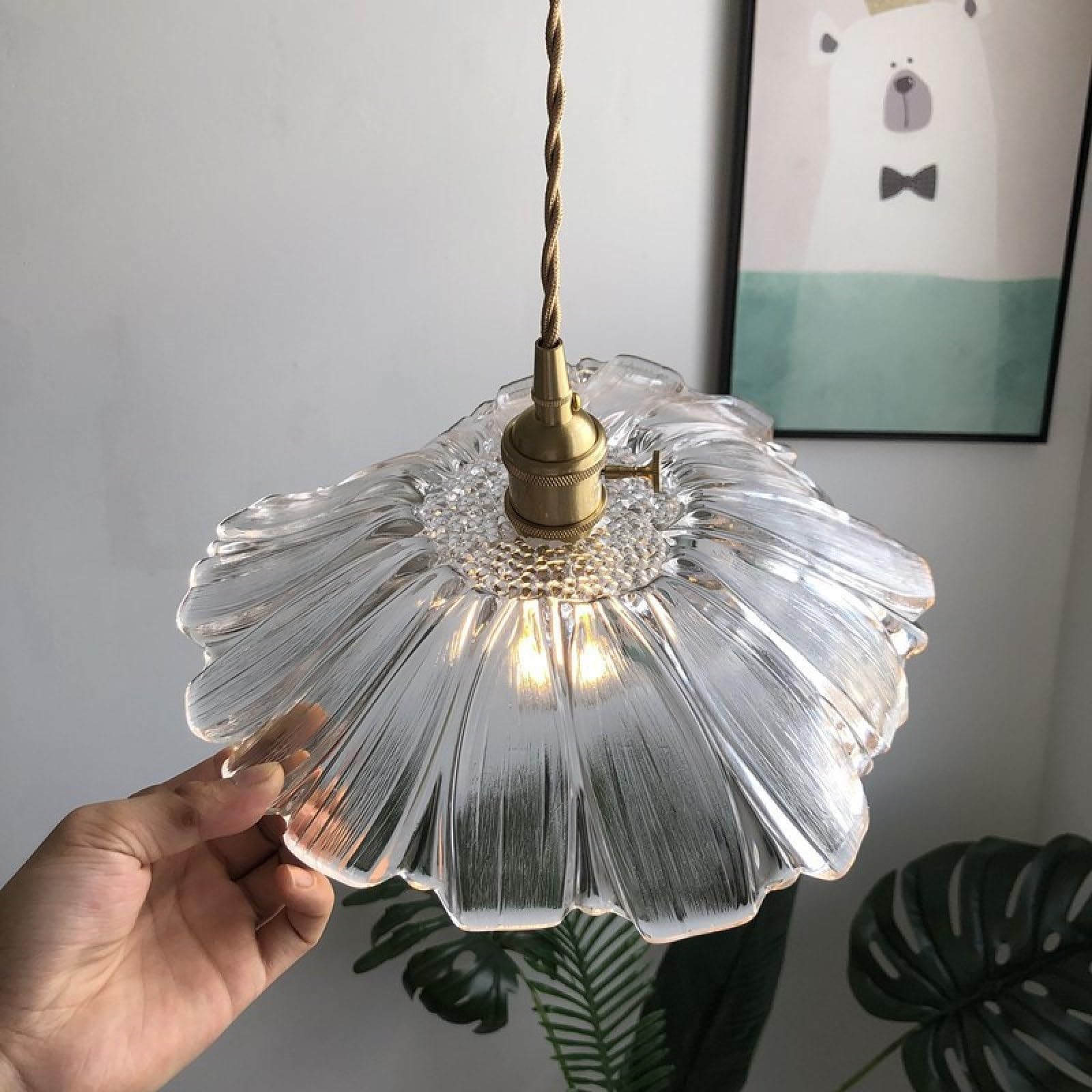 Lámpara colgante de Cristal Edison, lámpara colgante de techo, lámpara colgante Decorativa E27 con portalámparas de latón, pantalla de Cristal, lámpara colgante Estilo Loft, Sala