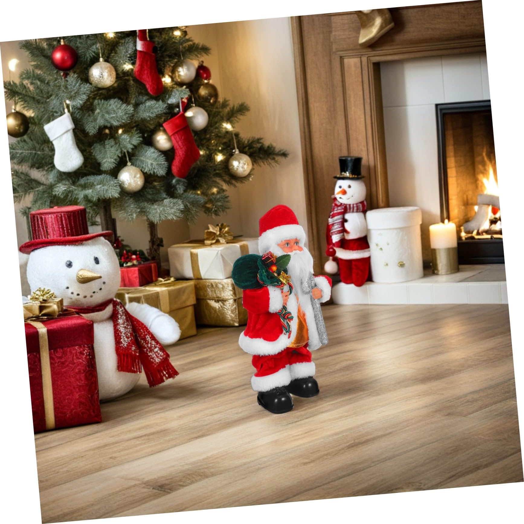 Juguete De Papá Noel Eléctrico con Música Adorable Adorno Navideño y Juguete para Fiestas Navideñas para Decoración Familiar y Entretenimiento