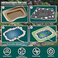 Vista 4 de Revestimiento de estanque de 13 x 13 pies con grosor de 20 mils, revestimiento de estanque de polietileno de alta densidad preformado resistente a