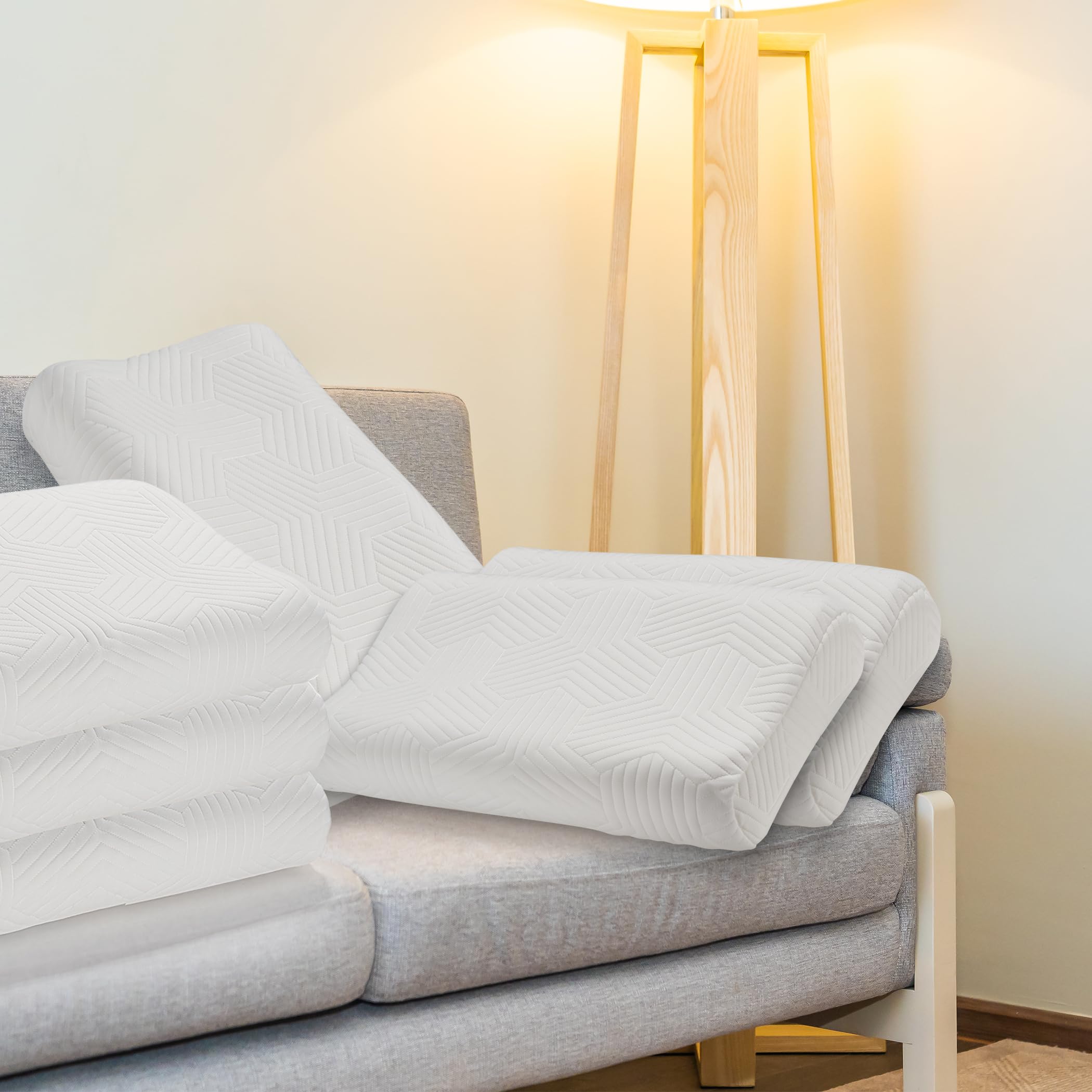 Cuscino Memory Foam Cervicale LAMB - Altezza Regolabile, Antirussamento, Traspirante, 50x33cm