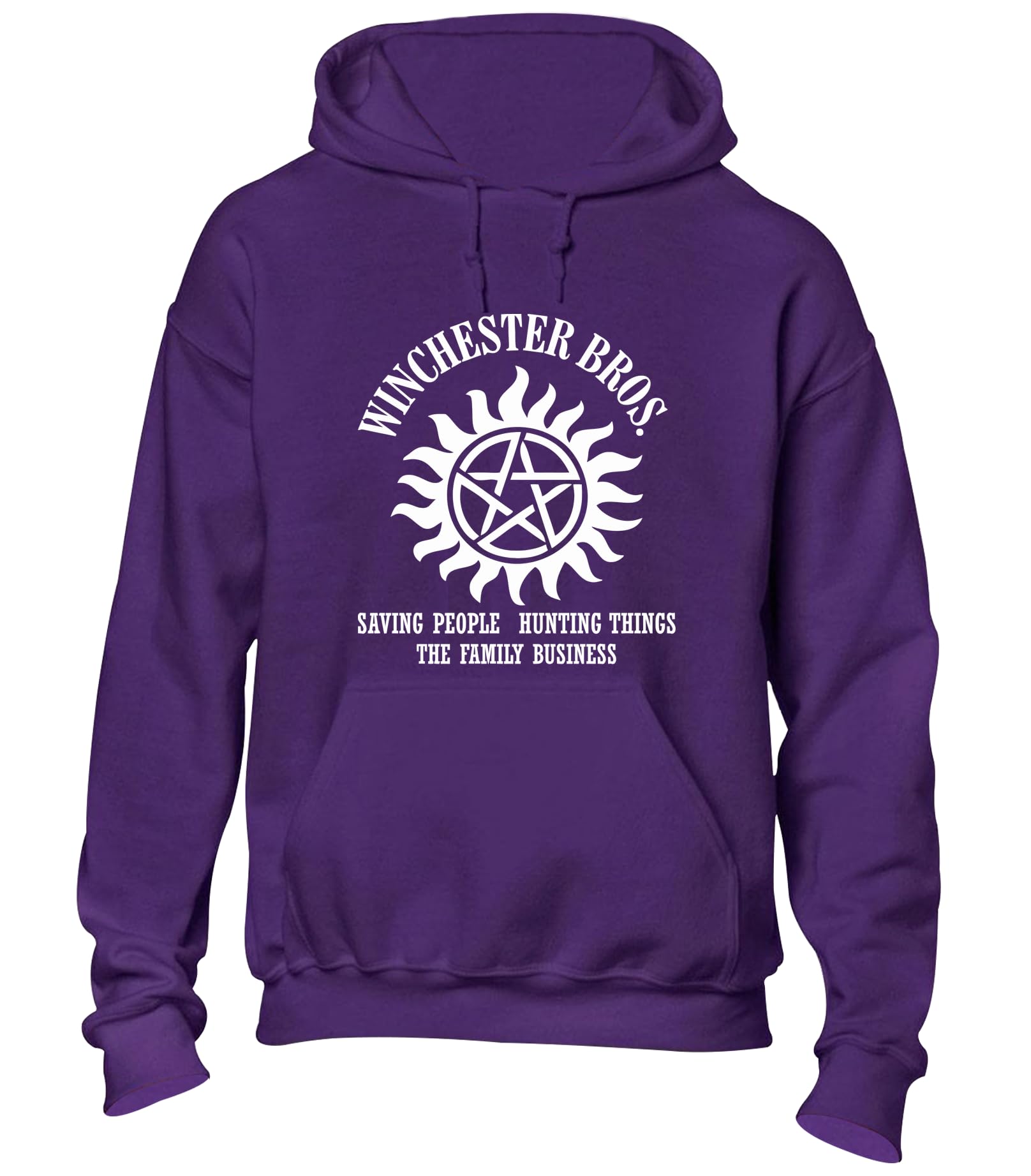 Crown Designs Winchester Brothers Horror Teen Fiction TV Show Inspired Gift Unisex Hoodies for Men, Women & Teenagers - Purple/XX-Large