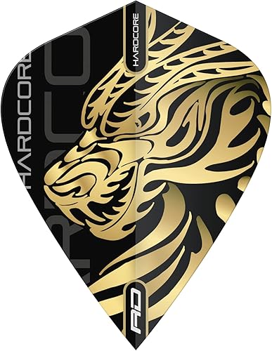 RED DRAGON Jonny Clayton Hardcore Gold Dragon Kite Dardos - 3 juegos por paquete (9 vuelos de dardos en total)