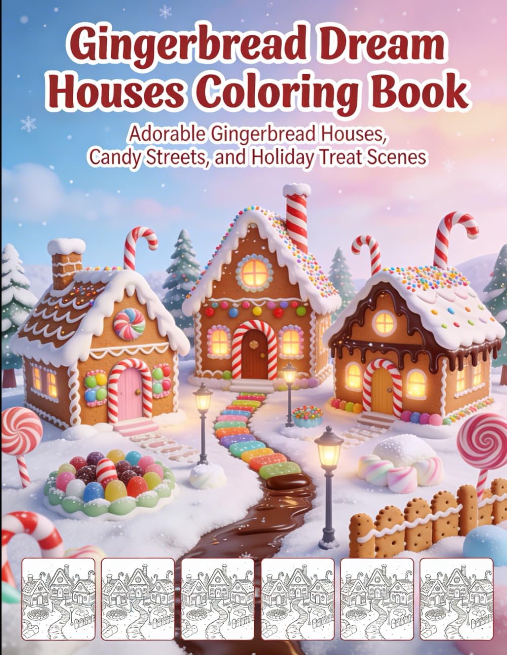 Gingerbread Dream Houses Coloring Book: Adorable Gingerbread Houses, Candy Streets, and Holiday Treat Scenes
