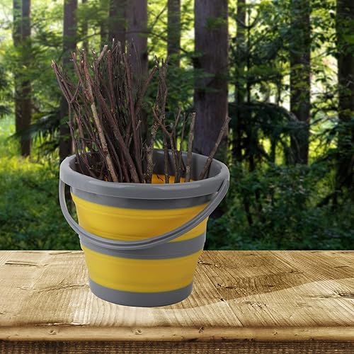 Miniatura 7 de Cubo plegable con 1.32 galones (5L), cubo de plástico para jardín o campamento, cubo de agua portátil para pesca, cubo de agua que ahorra espacio