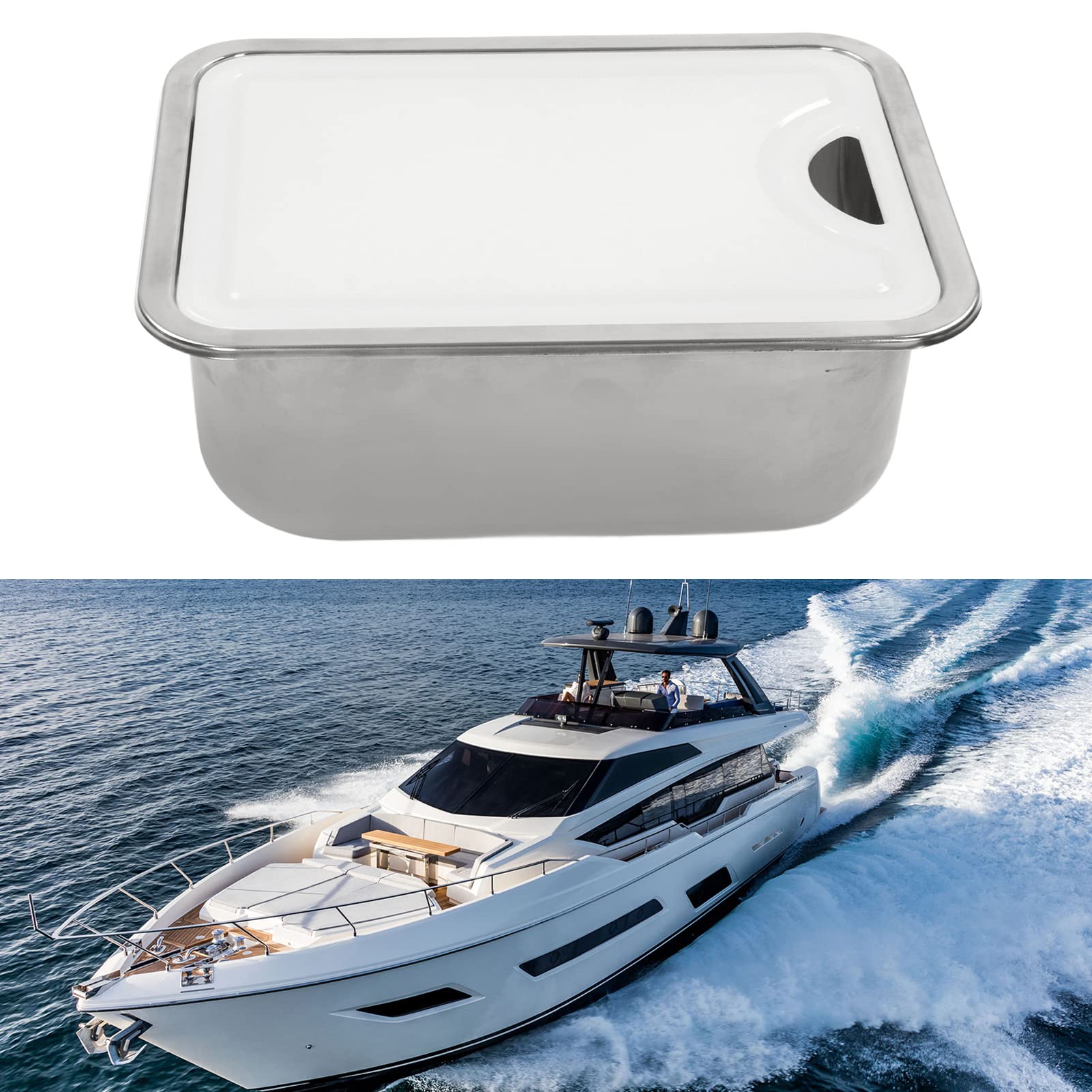 Kit de Lavabo de Cuisine en Acier Inoxydable de qualité 304, pour Camping-Car, avec Planche à Découper en Acrylique, évier de Bar sous Plan à Un Bol,Pièces de camping-car