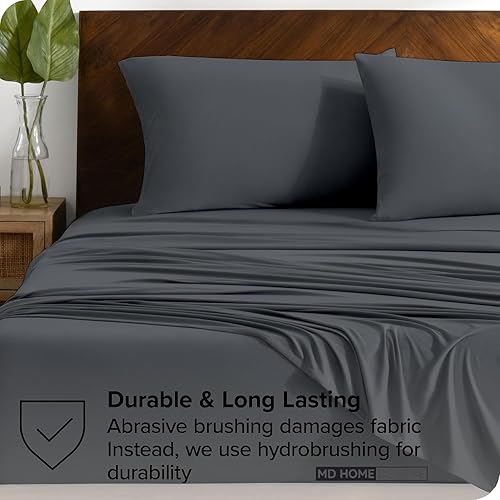 Miniatura 116 de Juego de sábanas de bolsillo extra profundas (4 piezas) 100% algodón egipcio de 400 hilos, bolsillo profundo de 22 pulgadas, sábana bajera ajustable