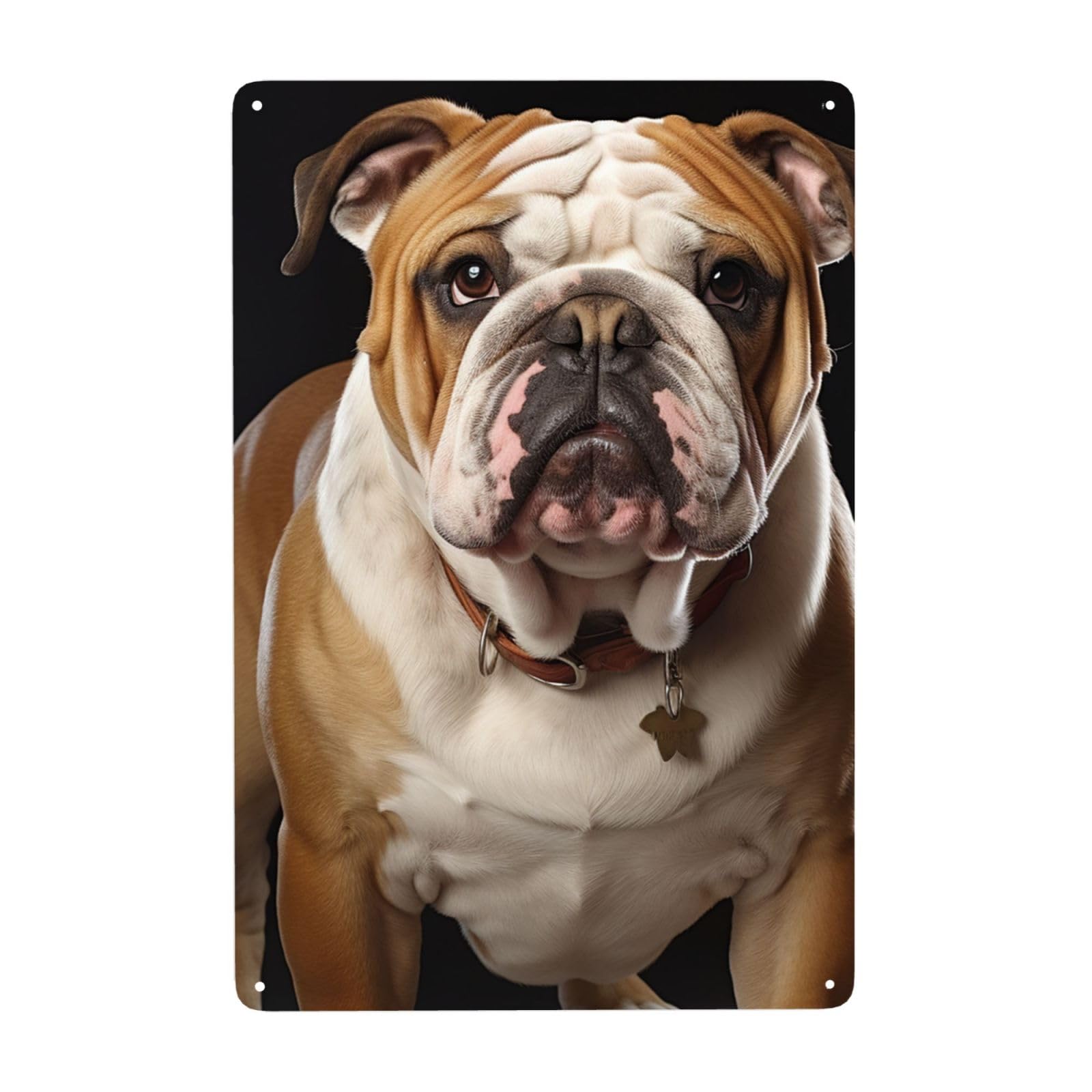 Fodpand White Vintage Tin Signs Metal Retro Wall Art Decor - Wall Hanging Decorative Plaque 8X12 Inch, English-Bulldog Metal Signs For Home Yoga Cafes, Funny Metal Poster For Gifts