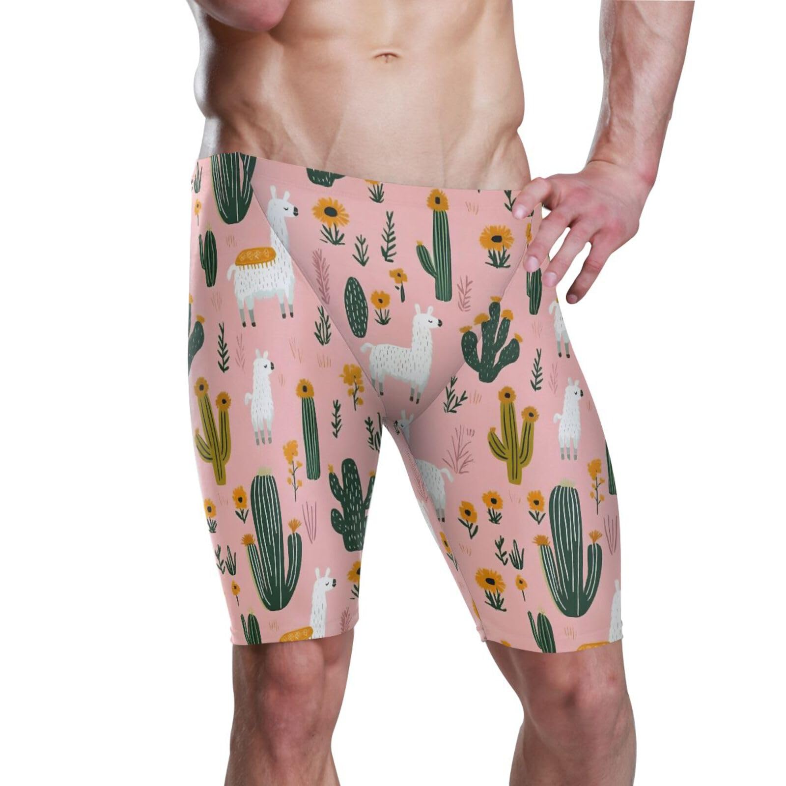 UMIRIKO Cute Alpaca Cactus Swim Jammers for Men Swimsuits Athletic Swimwear 3XL 202b8441