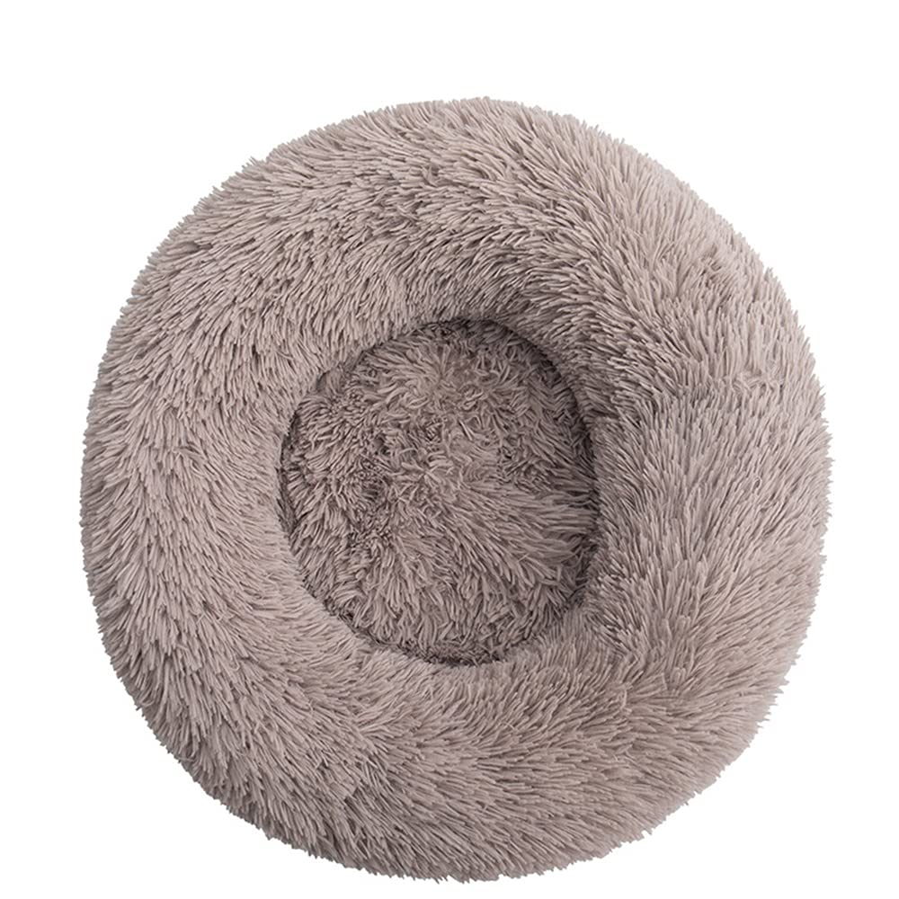 Lukery Dog Cat Donut Bed, Fluffy Plush Puppy Kitten Cuddler Round Bed, Warm and Soft Pet Cosy Anti Anxiety Beds for Small/Medium/Large Dogs (50CM,camel) โ image 1