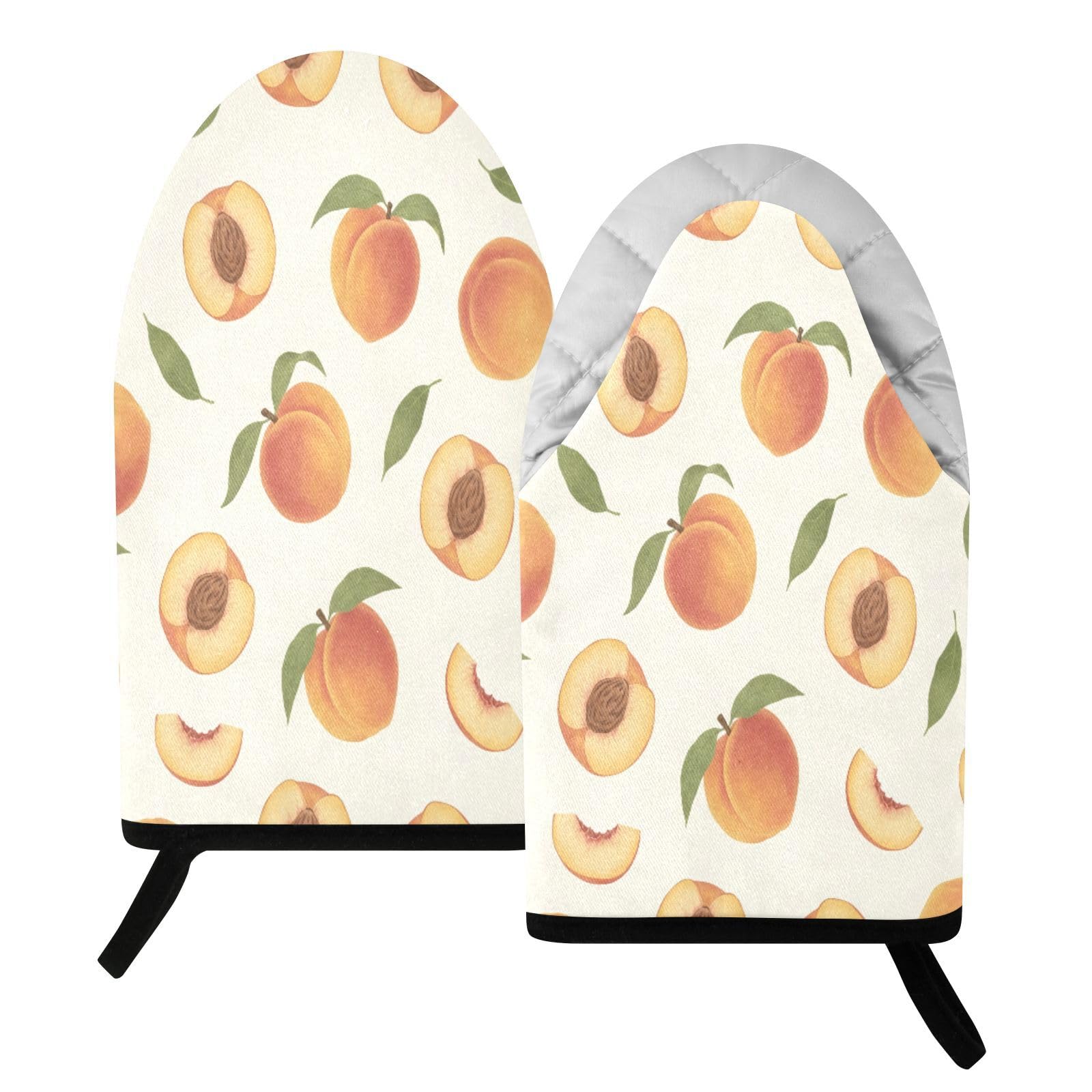 BURSTDDY Peaches Pattern Oven Mitt,Heat Resistant Kitchen Mitts for Cooking